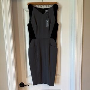 Elegant Gray and Black Sleeveless Dress